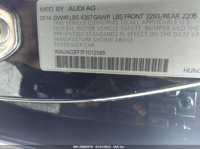 VIN WAUACGFF7F1012985 2015 AUDI A3 no.9