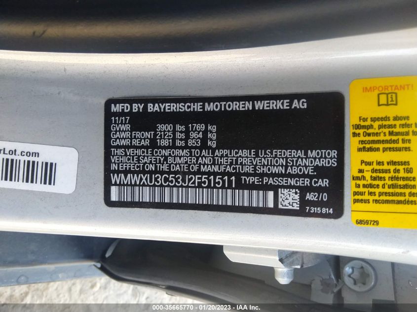 2018 MINI HARDTOP 4 DOOR COOPER S WMWXU3C53J2F51511