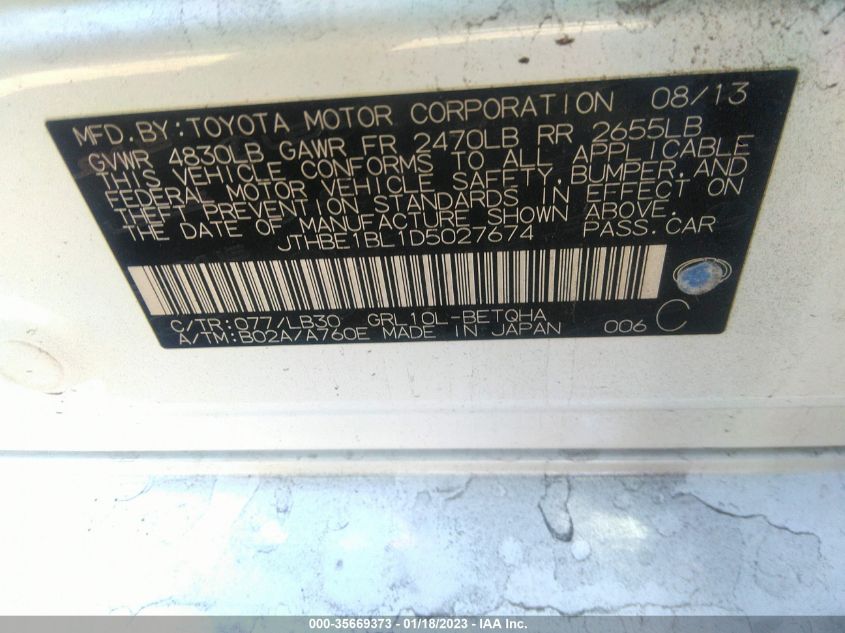 2013 LEXUS GS 350 - JTHBE1BL1D5027674