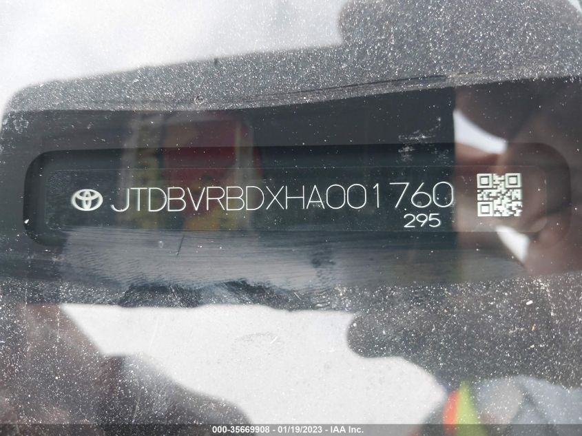 2017 TOYOTA MIRAI JTDBVRBDXHA001760
