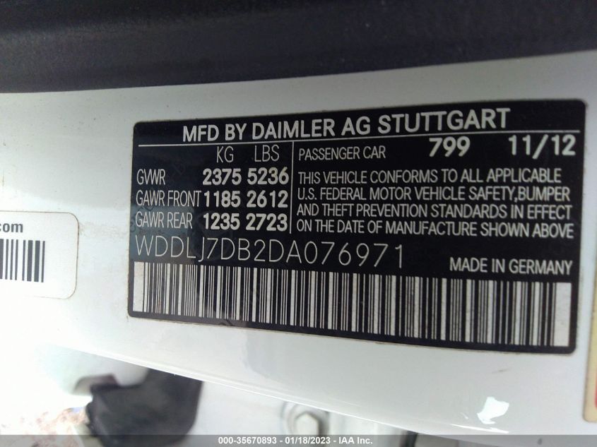 2013 MERCEDES-BENZ CLS-CLASS CLS 550 WDDLJ7DB2DA076971