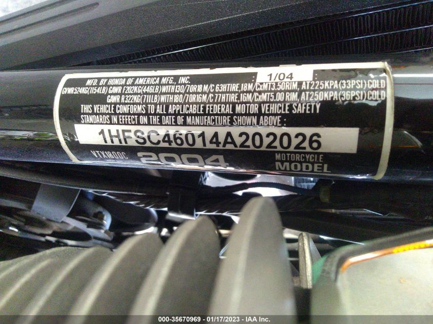 2004 HONDA VTX1800 C 1HFSC46014A202026