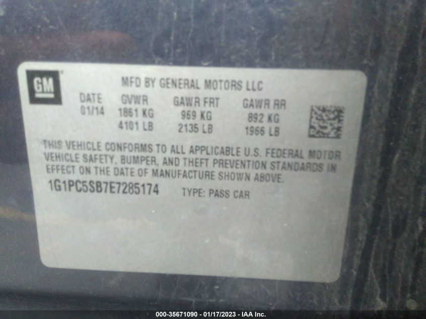 2014 CHEVROLET CRUZE 1LT - 1G1PC5SB7E7285174