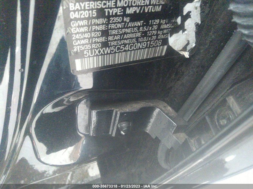 2016 BMW X4 XDRIVE35I 5UXXW5C54G0N91508