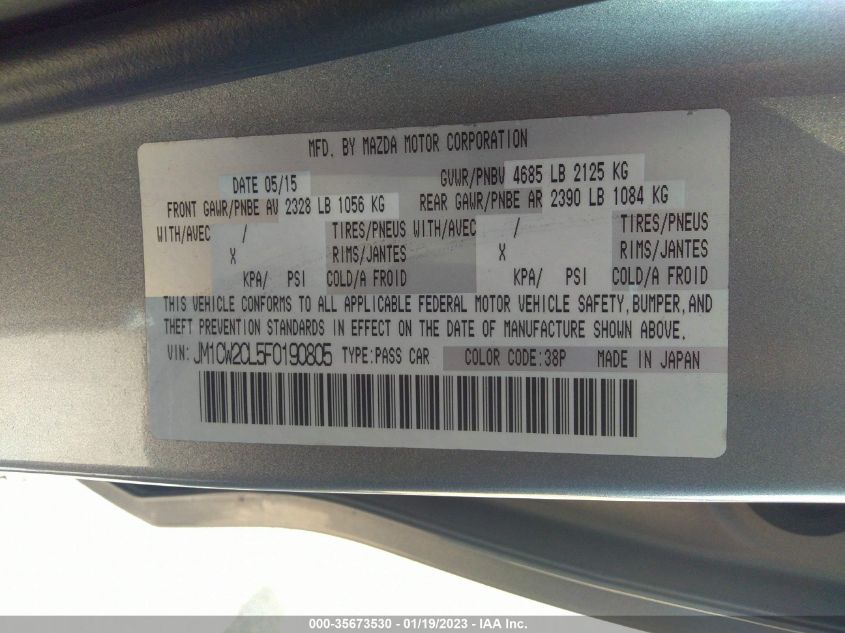 2015 MAZDA MAZDA5 TOURING JM1CW2CL5F0190805