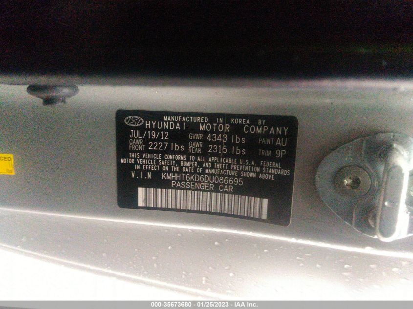 2013 HYUNDAI GENESIS COUPE 2.0T KMHHT6KD6DU086695