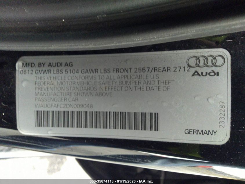 2013 AUDI A6 2.0T PREMIUM PLUS - WAUGFAFC2DN009048