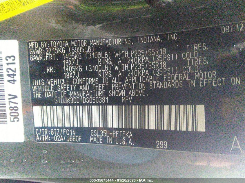 2013 TOYOTA SIENNA LE - 5TDJK3DC1DS050381