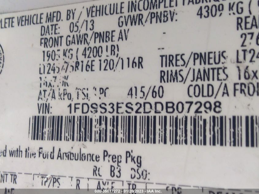 2013 FORD ECONOLINE CARGO VAN COMMERCIAL/RECREATIONAL 1FDSS3ES2DDB07298