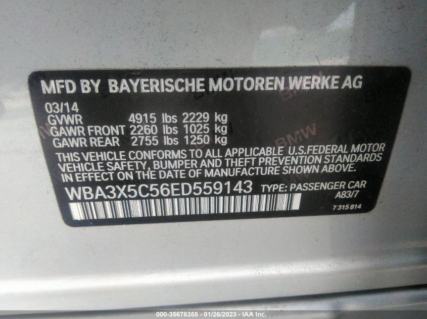 2014 BMW 3 SERIES GRAN TURISMO 328I XDRIVE - WBA3X5C56ED559143