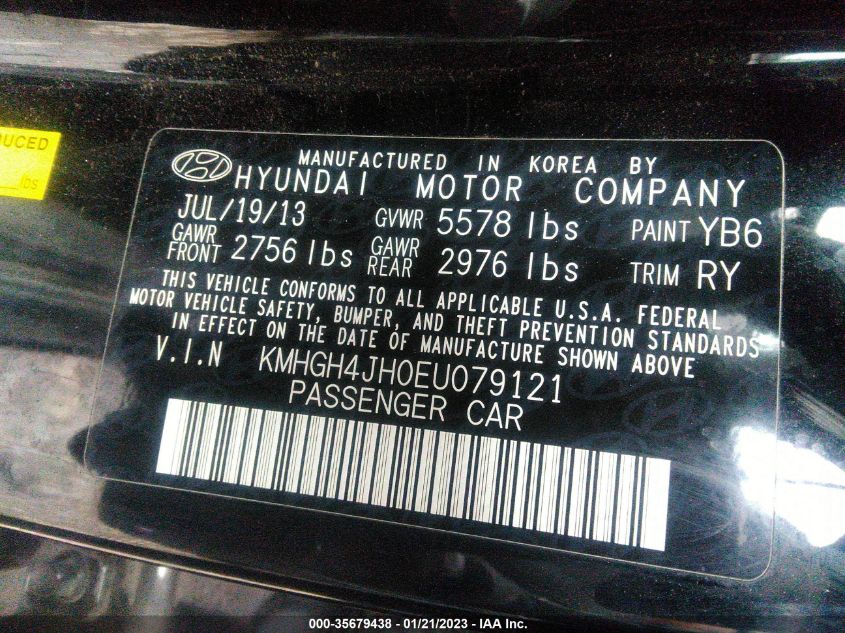 2014 HYUNDAI EQUUS ULTIMATE KMHGH4JH0EU079121