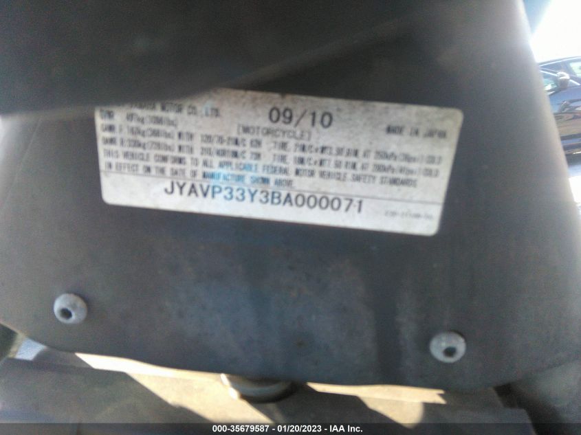 2011 YAMAHA XVS1300 CUC JYAVP33Y3BA000071