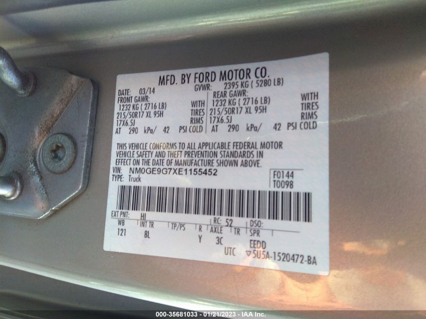 2014 FORD TRANSIT CONNECT WAGON TITANIUM NM0GE9G7XE1155452