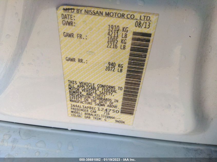 2014 NISSAN ALTIMA 2.5 S - 1N4AL3AP8EC124750