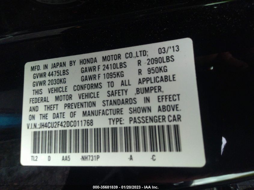 2013 ACURA TSX JH4CU2F42DC011768