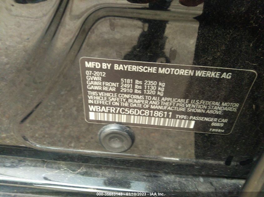2013 BMW 5 SERIES 535I - WBAFR7C56DC818611