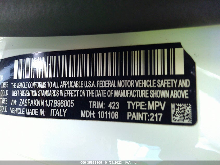 VIN ZASFAKNN1J7B96005 2018 ALFA ROMEO STELVIO TI SPORT