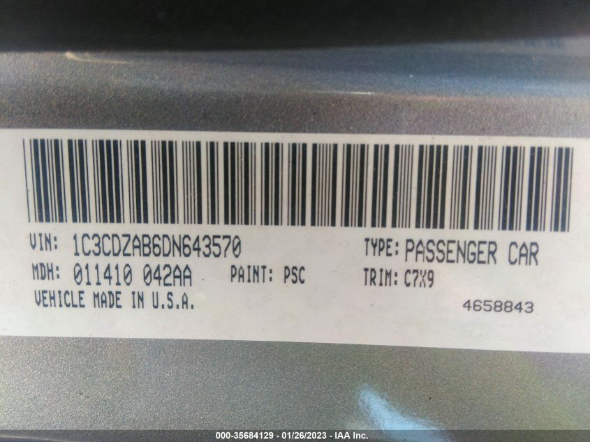 2013 DODGE AVENGER SE - 1C3CDZAB6DN643570