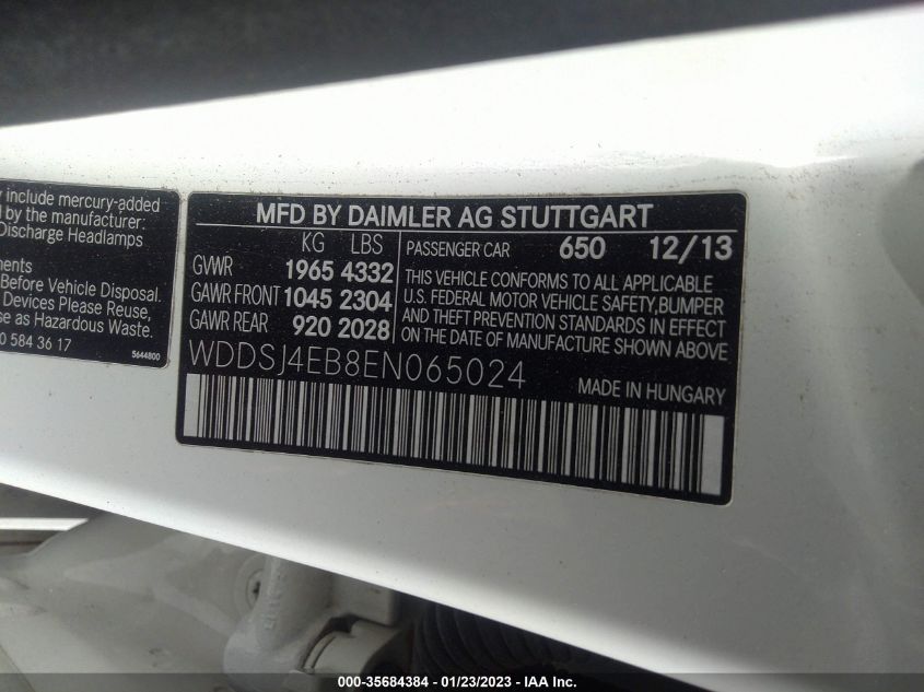 2014 MERCEDES-BENZ CLA 250 - WDDSJ4EB8EN065024