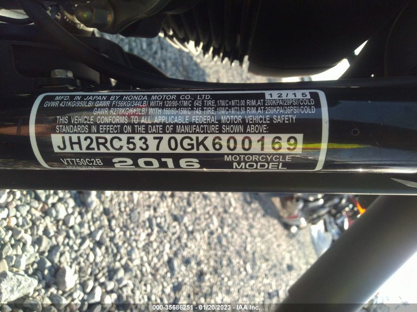 2016 HONDA VT750 C2B JH2RC5370GK600169