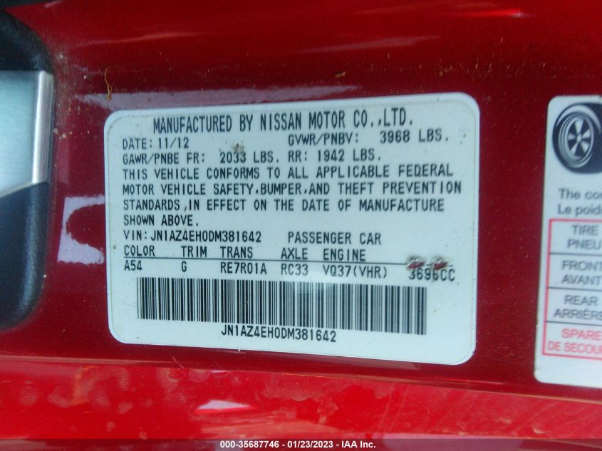 2013 NISSAN 370Z TOURING - JN1AZ4EH0DM381642