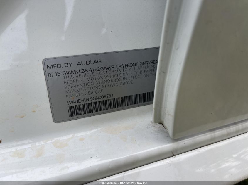 2016 AUDI A4 WAUEFAFL9GN008751