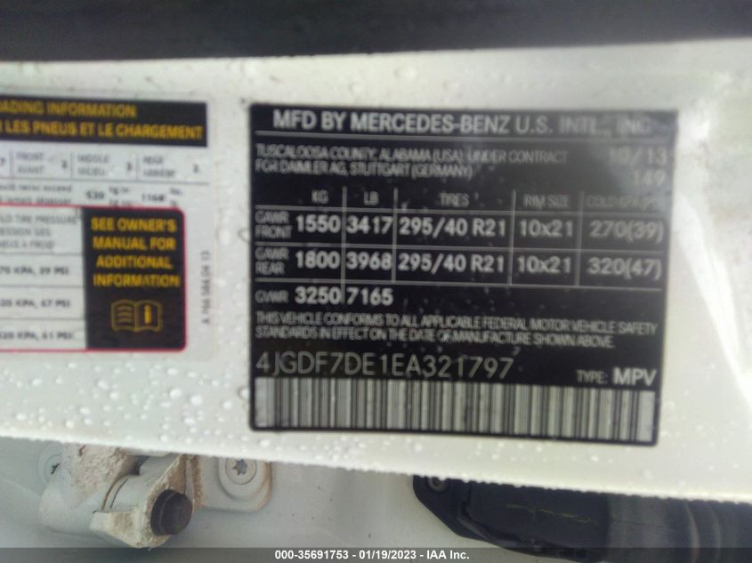 2014 MERCEDES-BENZ GL-CLASS GL 550 4JGDF7DE1EA321797