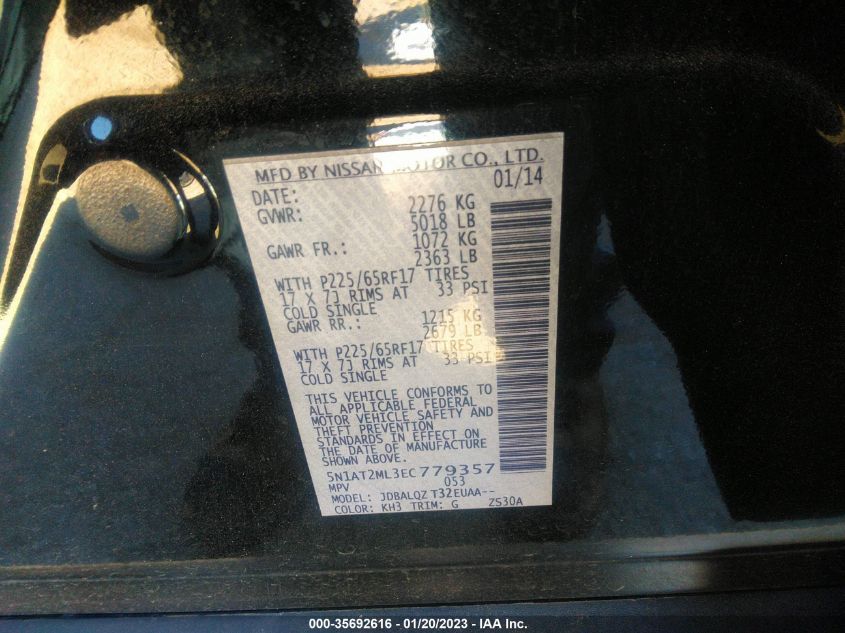 2014 NISSAN ROGUE SV - 5N1AT2ML3EC779357