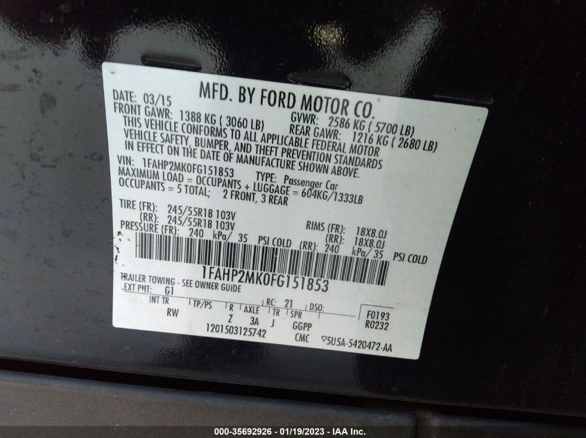 2015 FORD  POLICE INTERCEPTOR 1FAHP2MK0FG151853