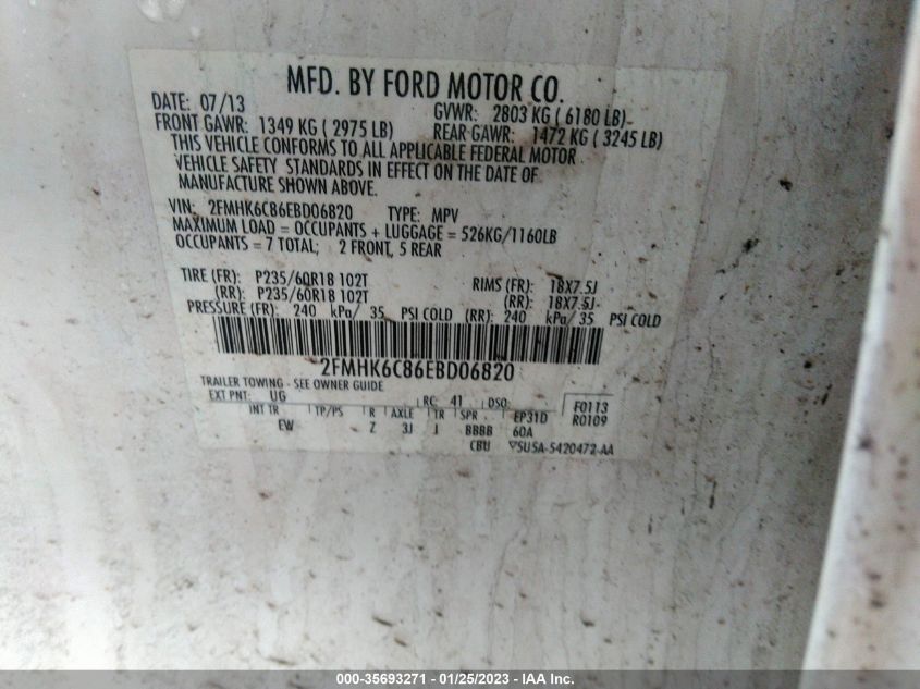 2014 FORD FLEX SEL 2FMHK6C86EBD06820