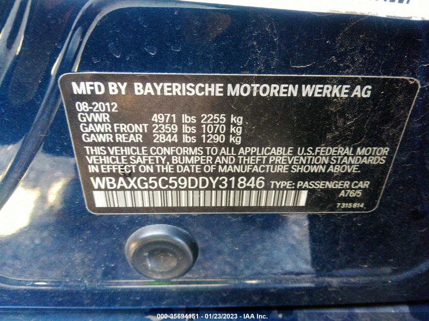 2013 BMW 5 SERIES 528I WBAXG5C59DDY31846
