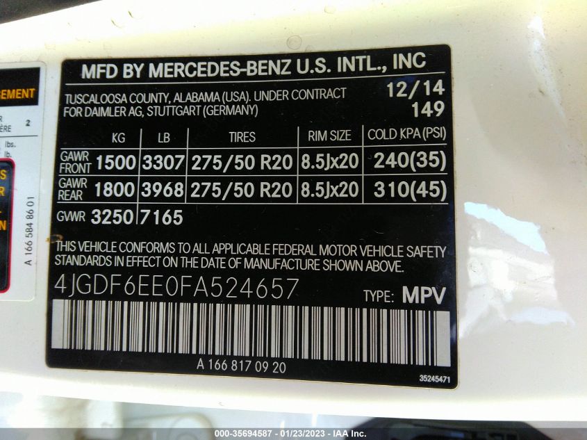 2015 MERCEDES-BENZ GL-CLASS GL 450 - 4JGDF6EE0FA524657