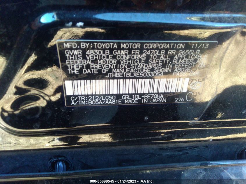 2014 LEXUS GS 350 - JTHBE1BLXE5033054
