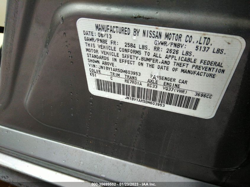2013 INFINITI M37 JN1BY1AR5DM603953