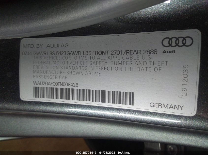 2015 AUDI A7 3.0 PRESTIGE WAU2GAFC0FN008426