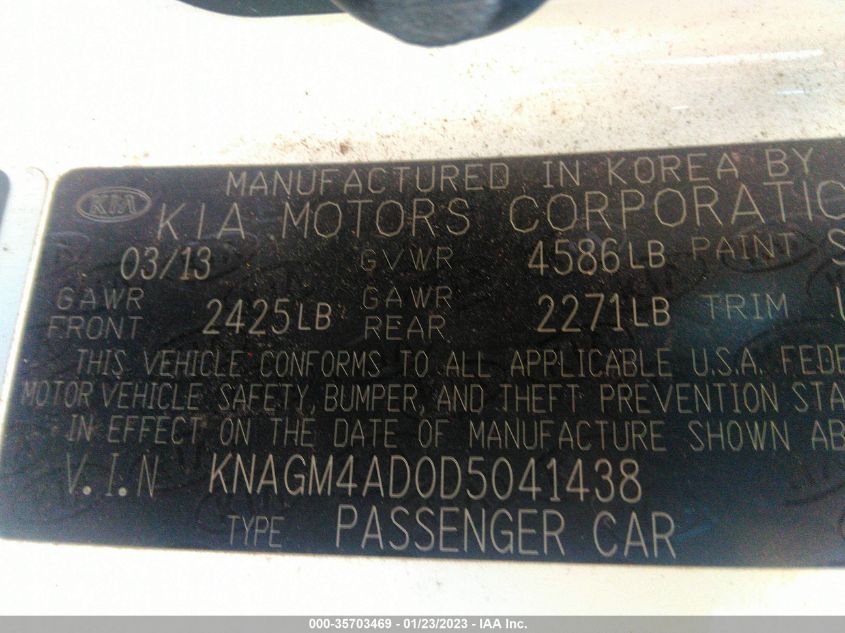 2013 KIA OPTIMA HYBRID EX - KNAGM4AD0D5041438