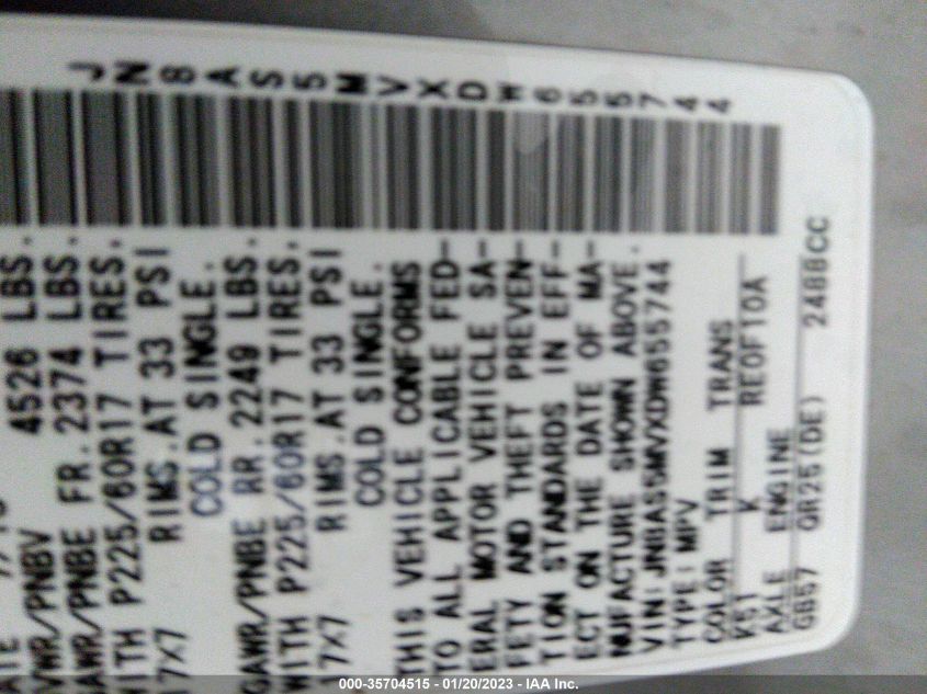 2013 NISSAN ROGUE SV - JN8AS5MVXDW655744