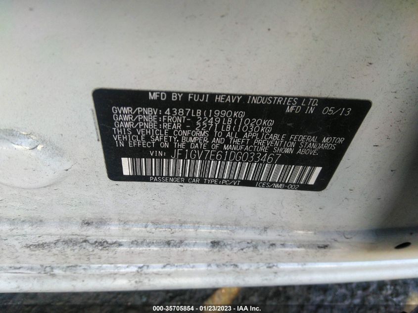 2013 SUBARU IMPREZA SEDAN WRX WRX JF1GV7E61DG033467