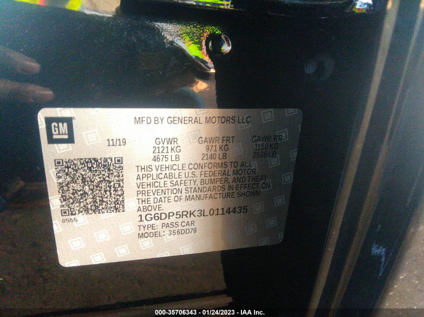 2020 CADILLAC CT5 SPORT 1G6DP5RK3L0114435