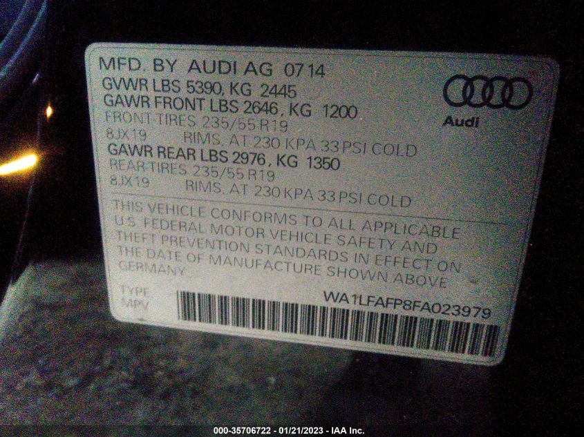 2015 AUDI Q5 PREMIUM PLUS WA1LFAFP8FA023979