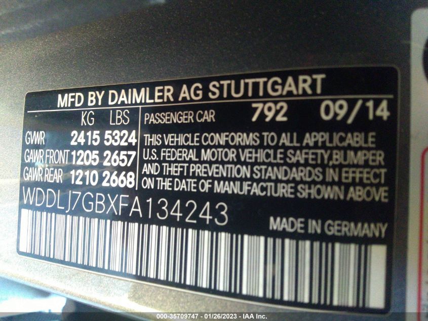 2015 MERCEDES-BENZ CLS-CLASS CLS 63 AMG S-MODEL WDDLJ7GBXFA134243