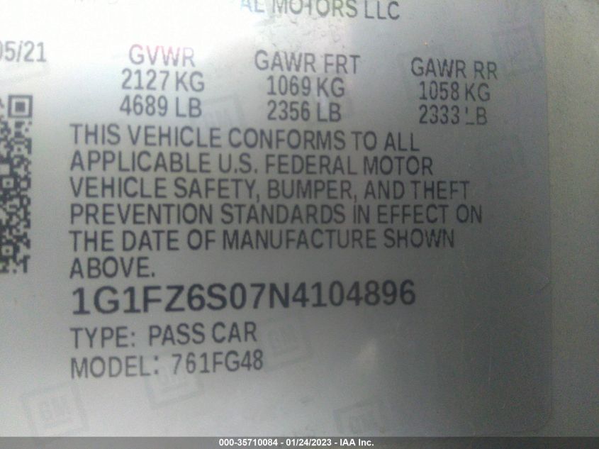2022 CHEVROLET BOLT EUV PREMIER 1G1FZ6S07N4104896