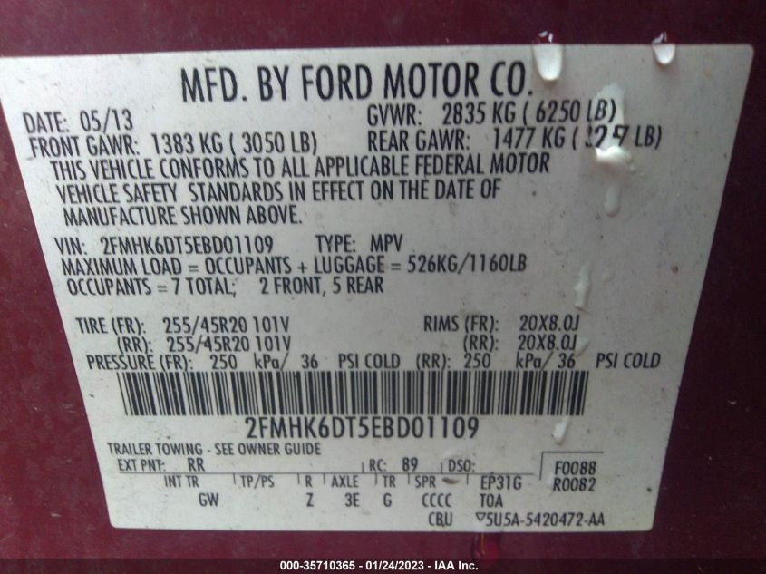 2014 FORD FLEX LIMITED W/ECOBOOST 2FMHK6DT5EBD01109