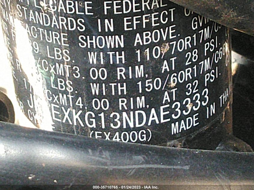 2022 KAWASAKI EX400 JKAEXKG13NDAE3333