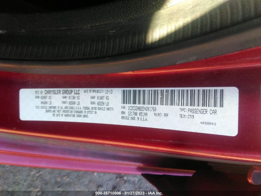 2014 DODGE AVENGER SE 1C3CDZAB2EN201760