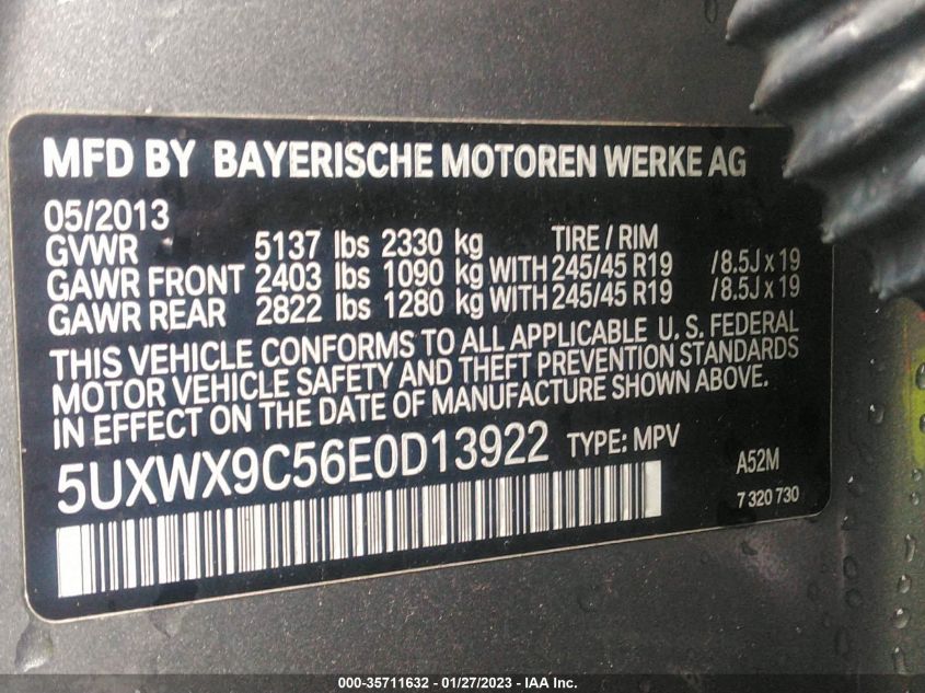 2014 BMW X3 XDRIVE28I - 5UXWX9C56E0D13922