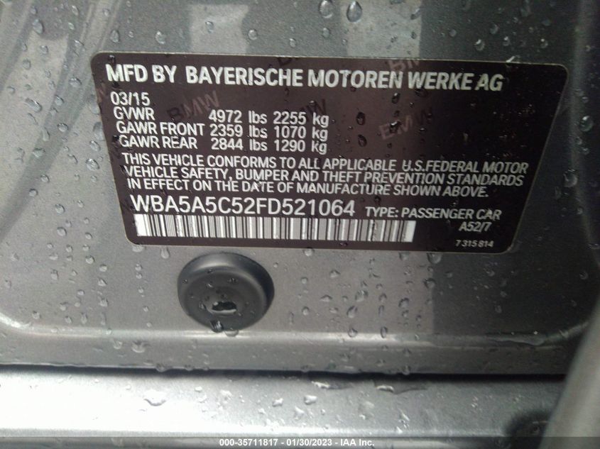 2015 BMW 5 SERIES 528I WBA5A5C52FD521064