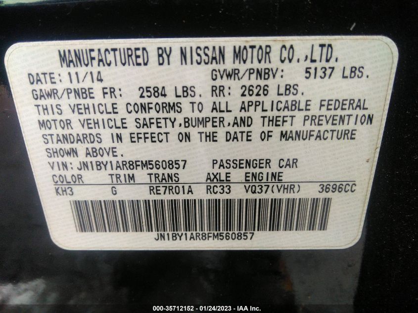2015 INFINITI Q70 - JN1BY1AR8FM560857