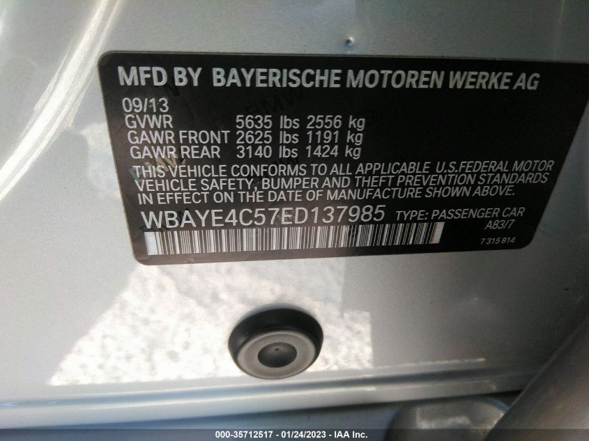2014 BMW 7 SERIES 740LI - WBAYE4C57ED137985