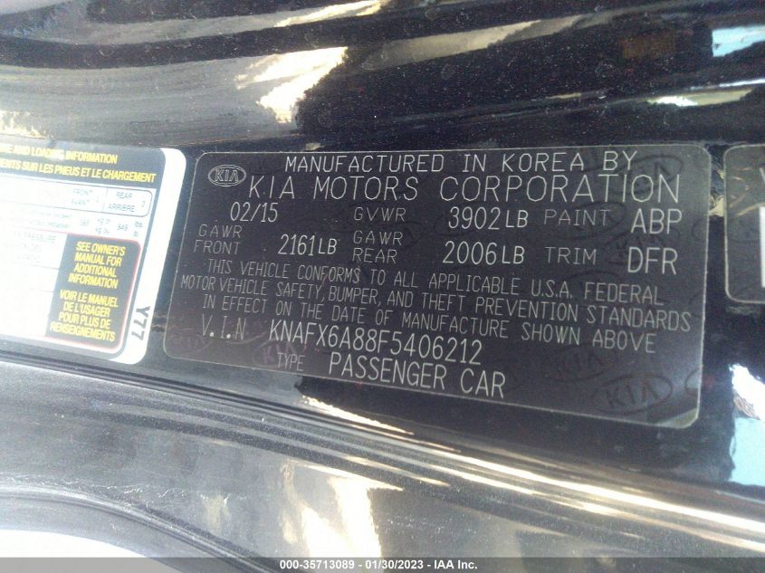 2015 KIA FORTE KOUP EX KNAFX6A88F5406212